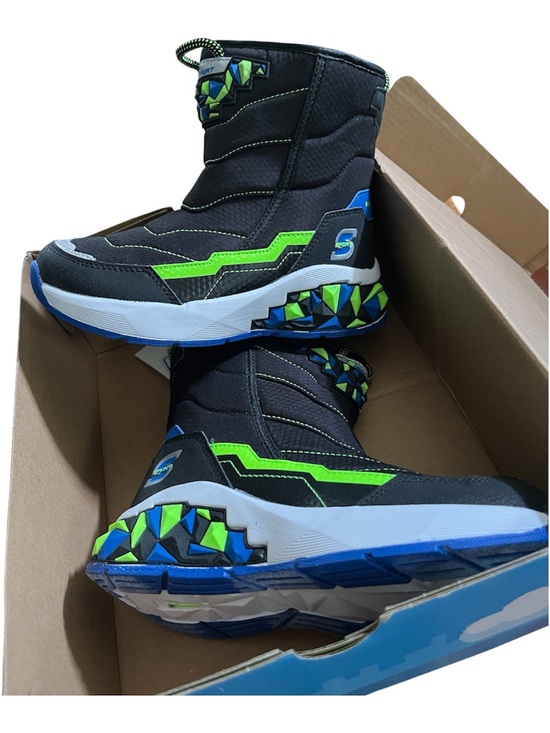 Skechers Other - Skechers Kids Black Boots with Neon Green & Blue Accents